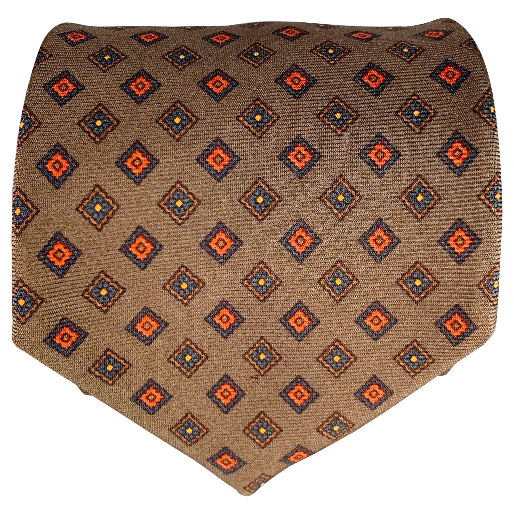 LUCIANO BARBERA Brown Red Diamond Silk Tie