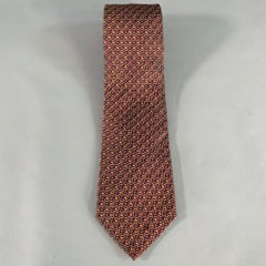 LUCIANO BARBERA Corbata de seda jacquard geométrica burdeos gris oliva