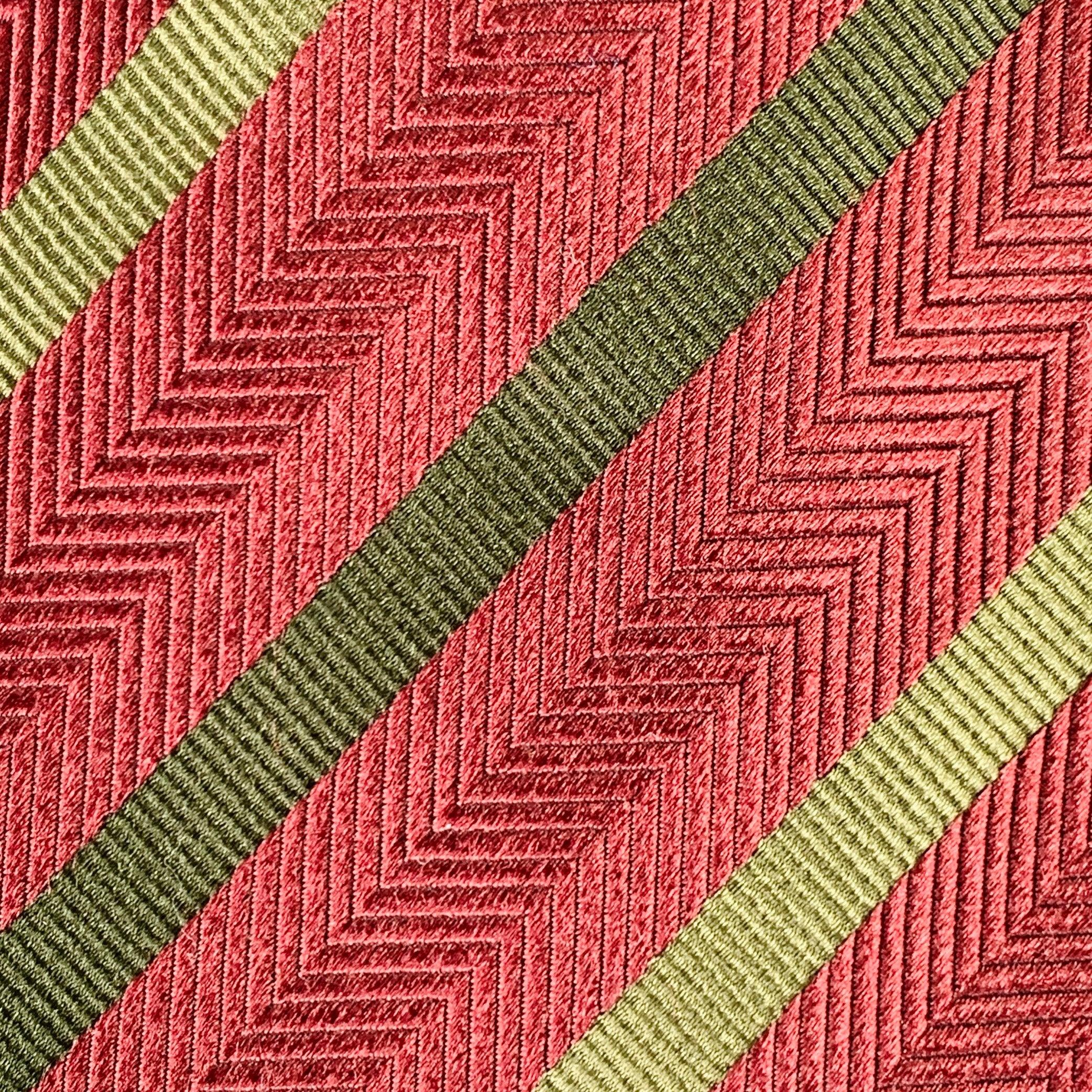 Brown LUCIANO BARBERA Burgundy Olive Diagonal Stripe Silk Tie For Sale
