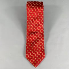 LUCIANO BARBERA Burgundy Orange Abstract Floral Silk Tie