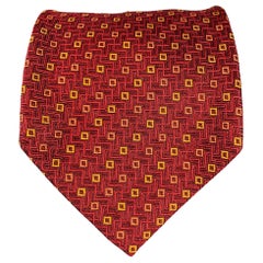 LUCIANO BARBERA Burgundy Red Orange Geometric Jacquard Silk Tie
