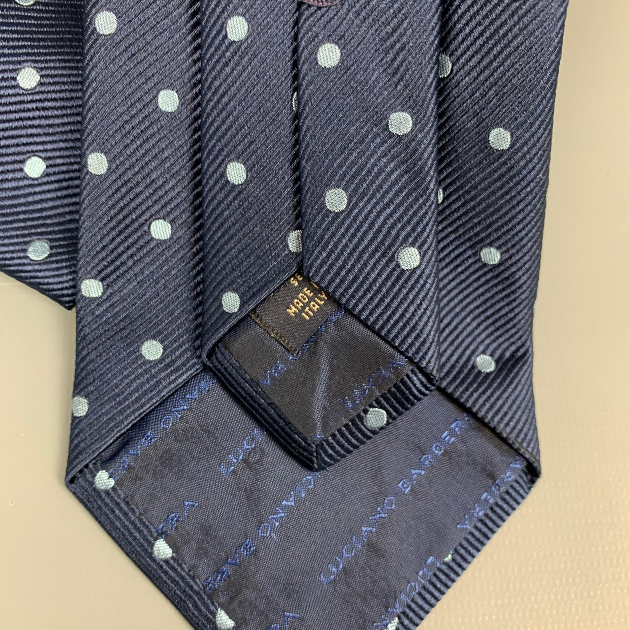 LUCIANO BARBERA Navy & Light Blue Dots Silk Tie In Good Condition In San Francisco, CA
