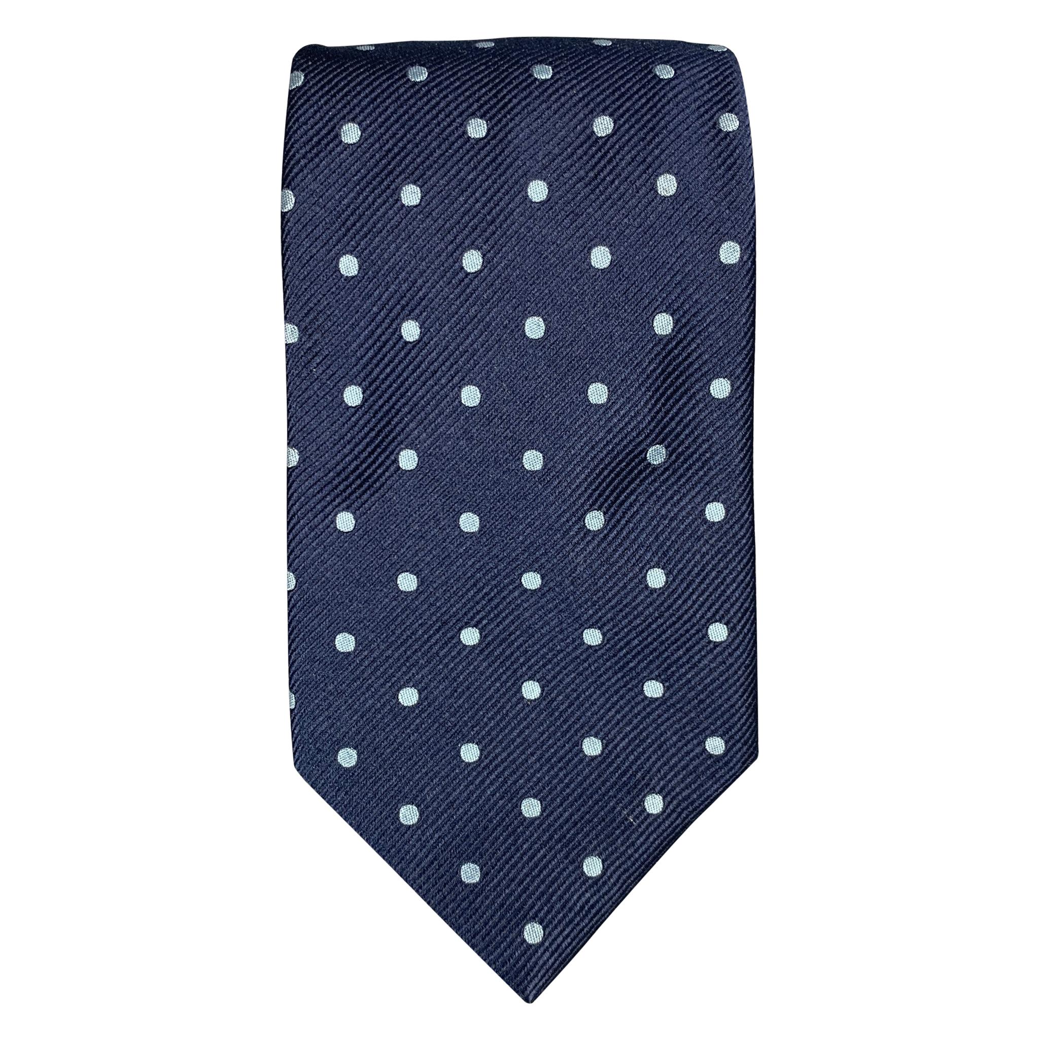 LUCIANO BARBERA Navy & Light Blue Dots Silk Tie