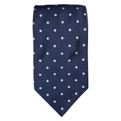 LUCIANO BARBERA Navy & Light Blue Dots Silk Tie