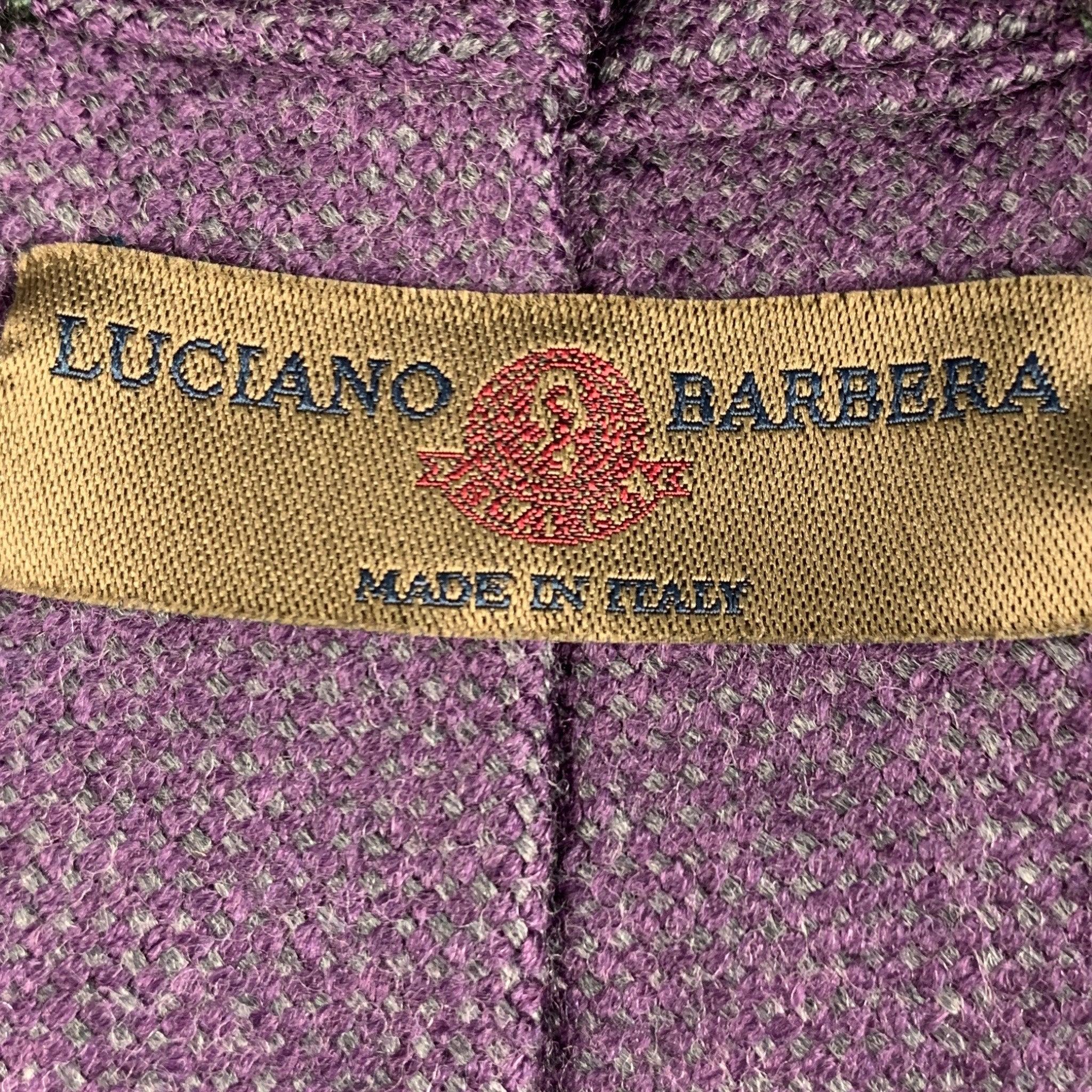 Men's LUCIANO BARBERA Purple Grey Wool Tie For Sale