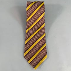 LUCIANO BARBERA Purple Olive Diagonal Stripe Jacquard Silk Tie