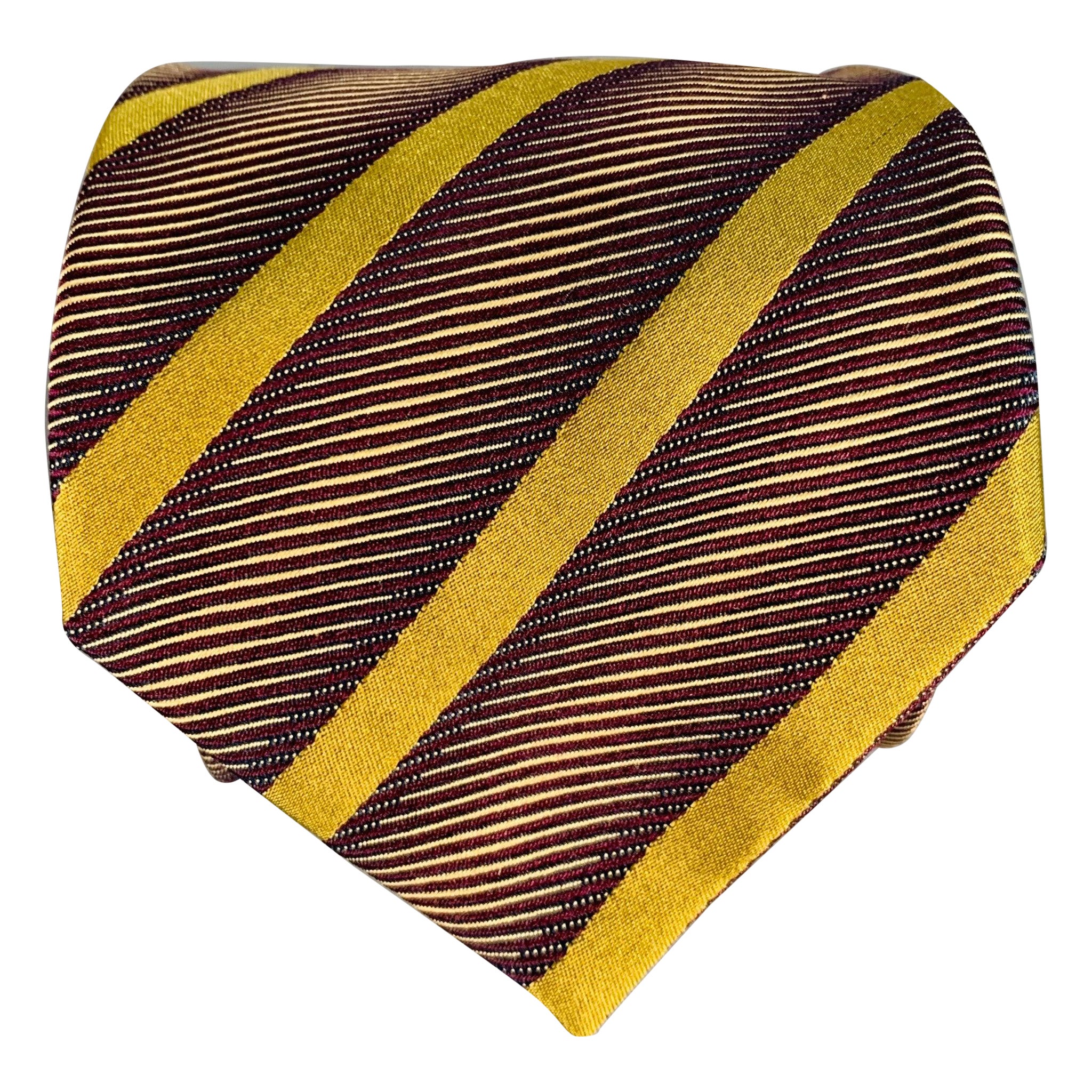 LUCIANO BARBERA Purple Olive Diagonal Stripe Jacquard Silk Tie