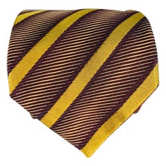 LUCIANO BARBERA Purple Olive Diagonal Stripe Jacquard Silk Tie
