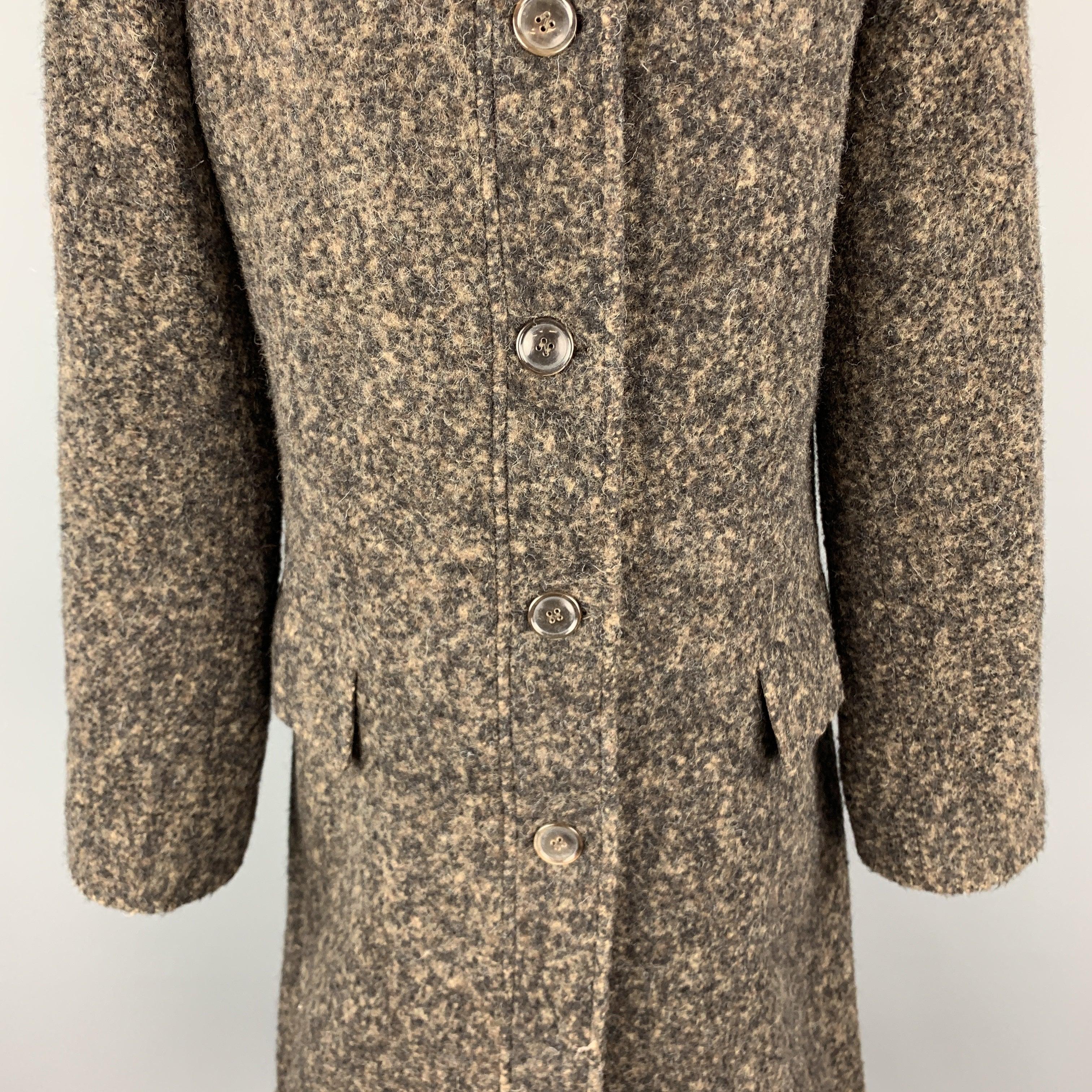 LUCIANO BARBERA Size 10 Brown & Black Marbled Alpaca Blend Coat In Excellent Condition For Sale In San Francisco, CA