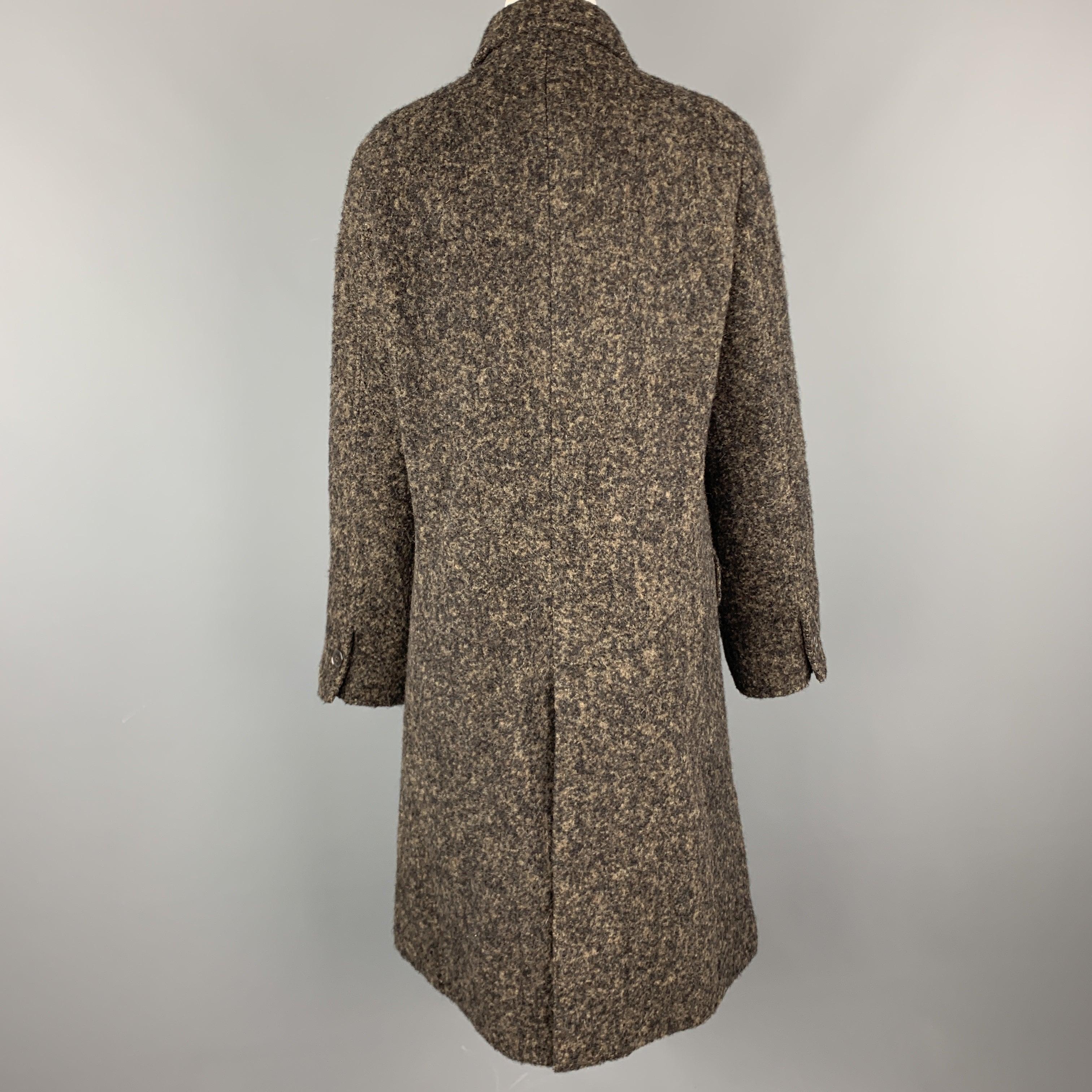 Women's LUCIANO BARBERA Size 10 Brown & Black Marbled Alpaca Blend Coat For Sale