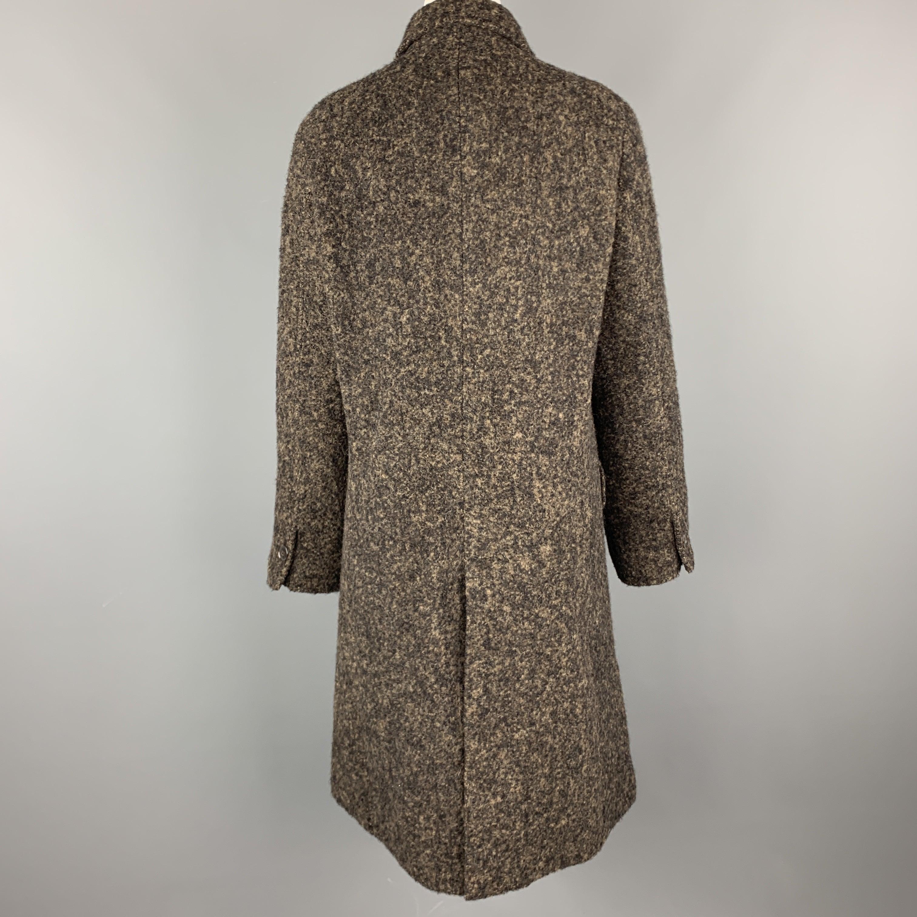LUCIANO BARBERA Size 10 Brown & Black Marbled Alpaca Blend Coat In Excellent Condition In San Francisco, CA