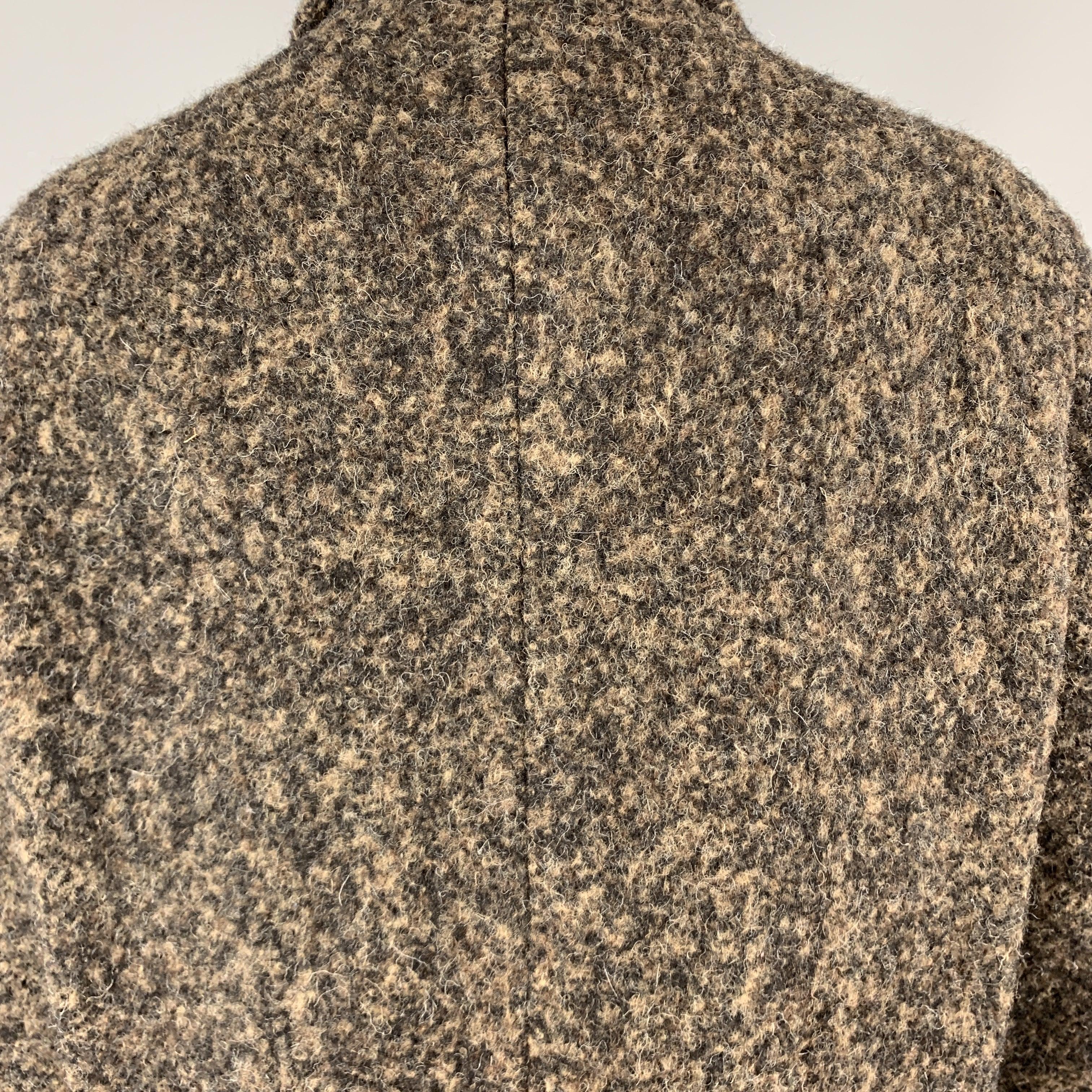 Women's LUCIANO BARBERA Size 10 Brown & Black Marbled Alpaca Blend Coat