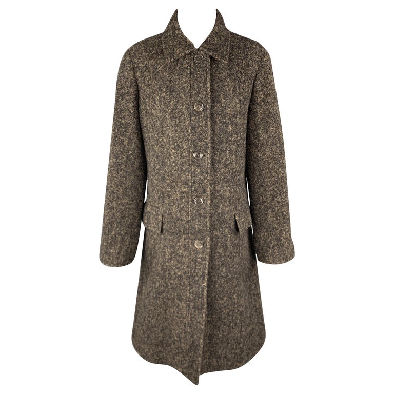 LUCIANO BARBERA Size 10 Brown and Black Marbled Alpaca Blend Coat For ...