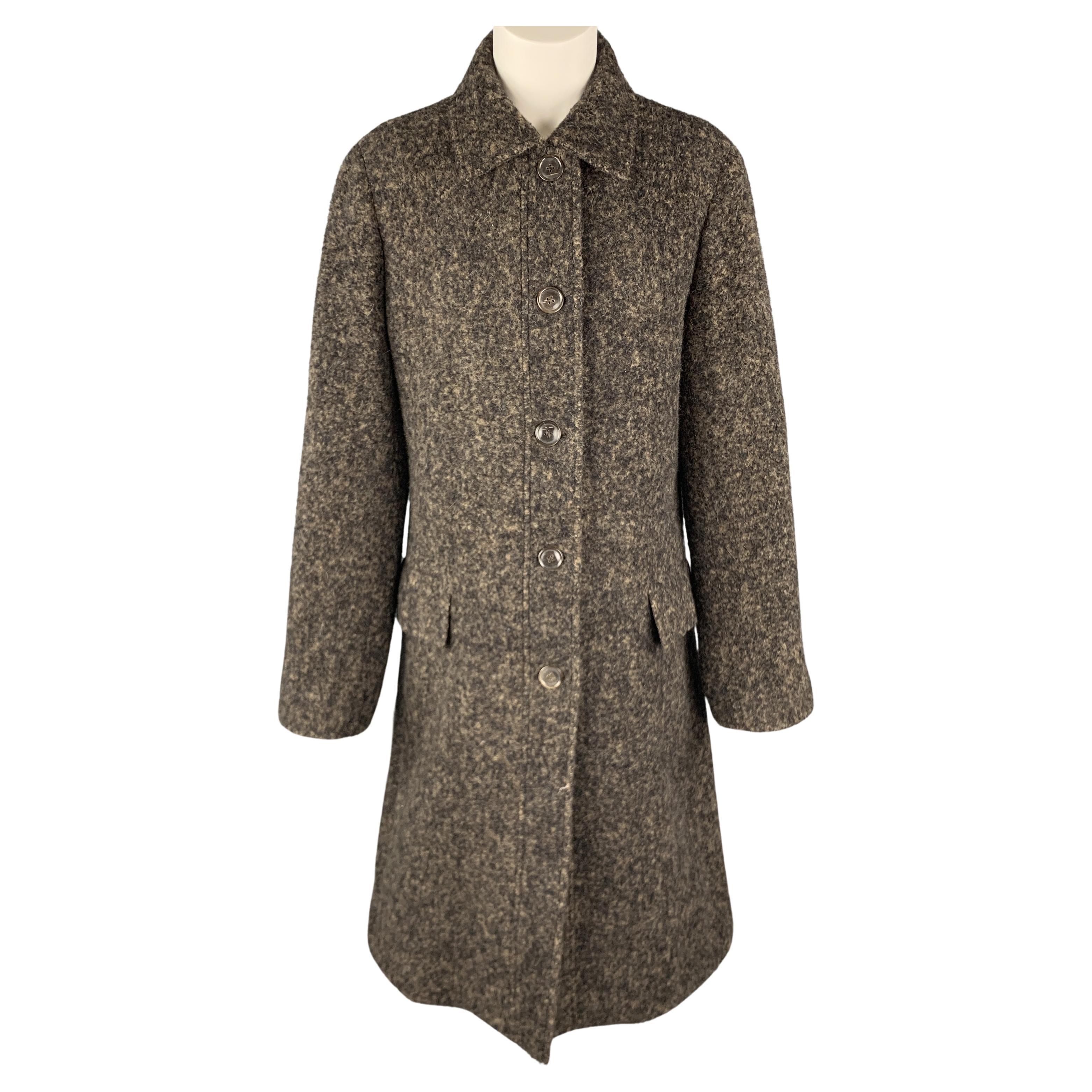 LUCIANO BARBERA Size 10 Brown & Black Marbled Alpaca Blend Coat For Sale