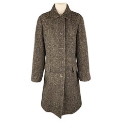 LUCIANO BARBERA Cappotto in misto alpaca marrone e nero marmorizzato taglia 10