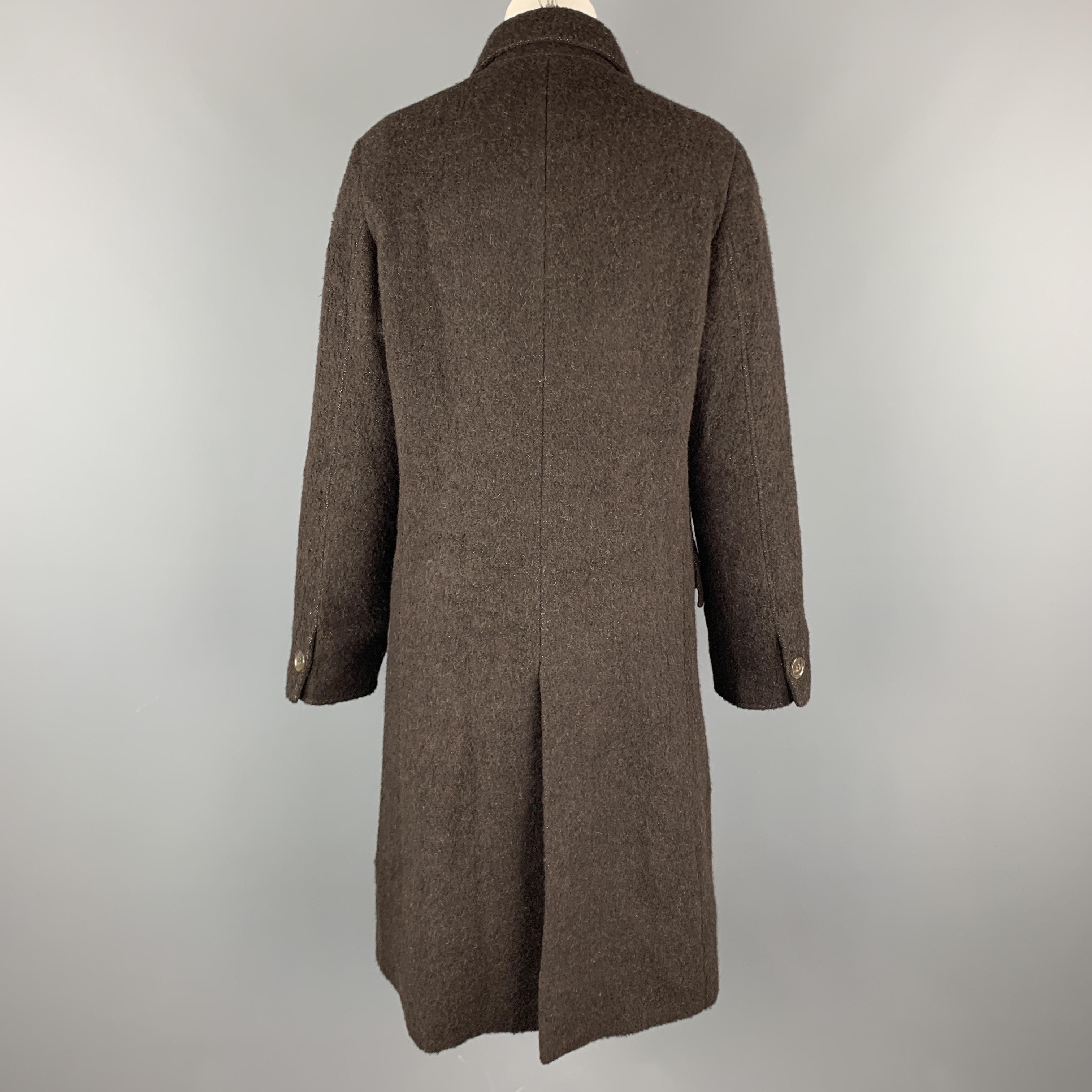 Black LUCIANO BARBERA Size 10 Dark Brown Sparkle Alpaca Blend Coat