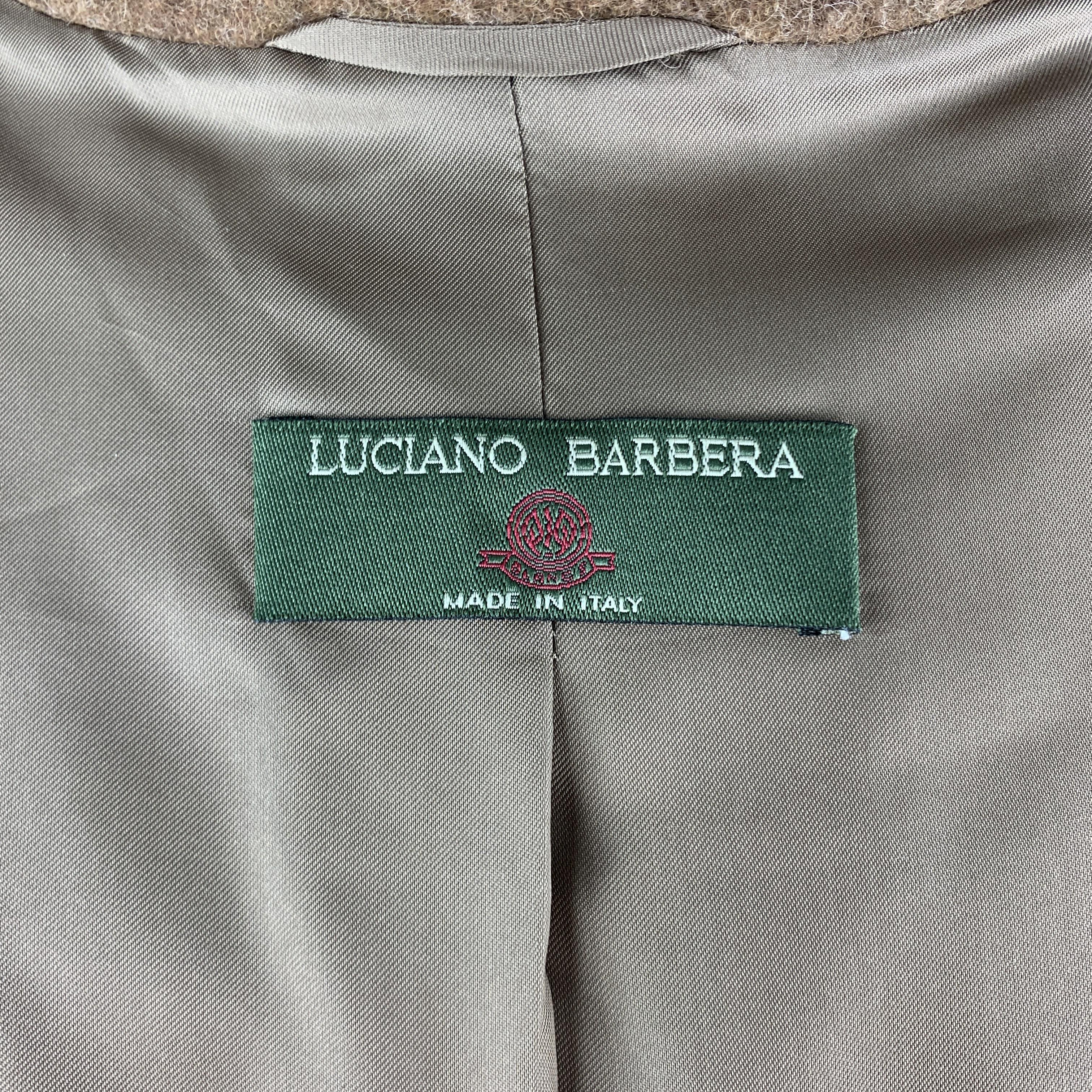 LUCIANO BARBERA Size 10 Tan Alpaca Blend Notch Lapel Coat In Excellent Condition In San Francisco, CA