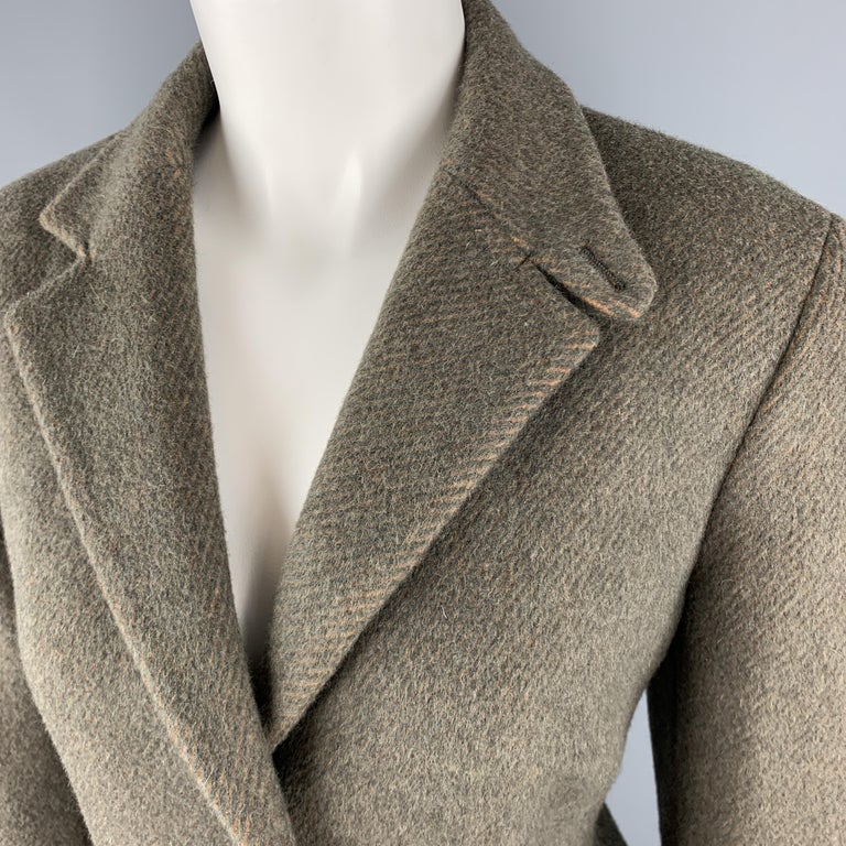 LUCIANO BARBERA Size 12 Muted Olive Wool Blend Coat For Sale at 1stDibs