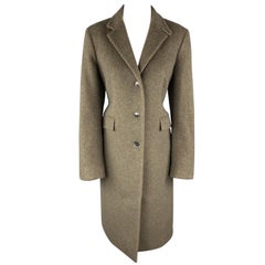 LUCIANO BARBERA Size 12 Muted Olive Wool Blend Coat