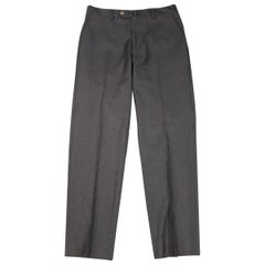 LUCIANO BARBERA - Pantaloni eleganti in lana tinta unita color carbone Taglia 31
