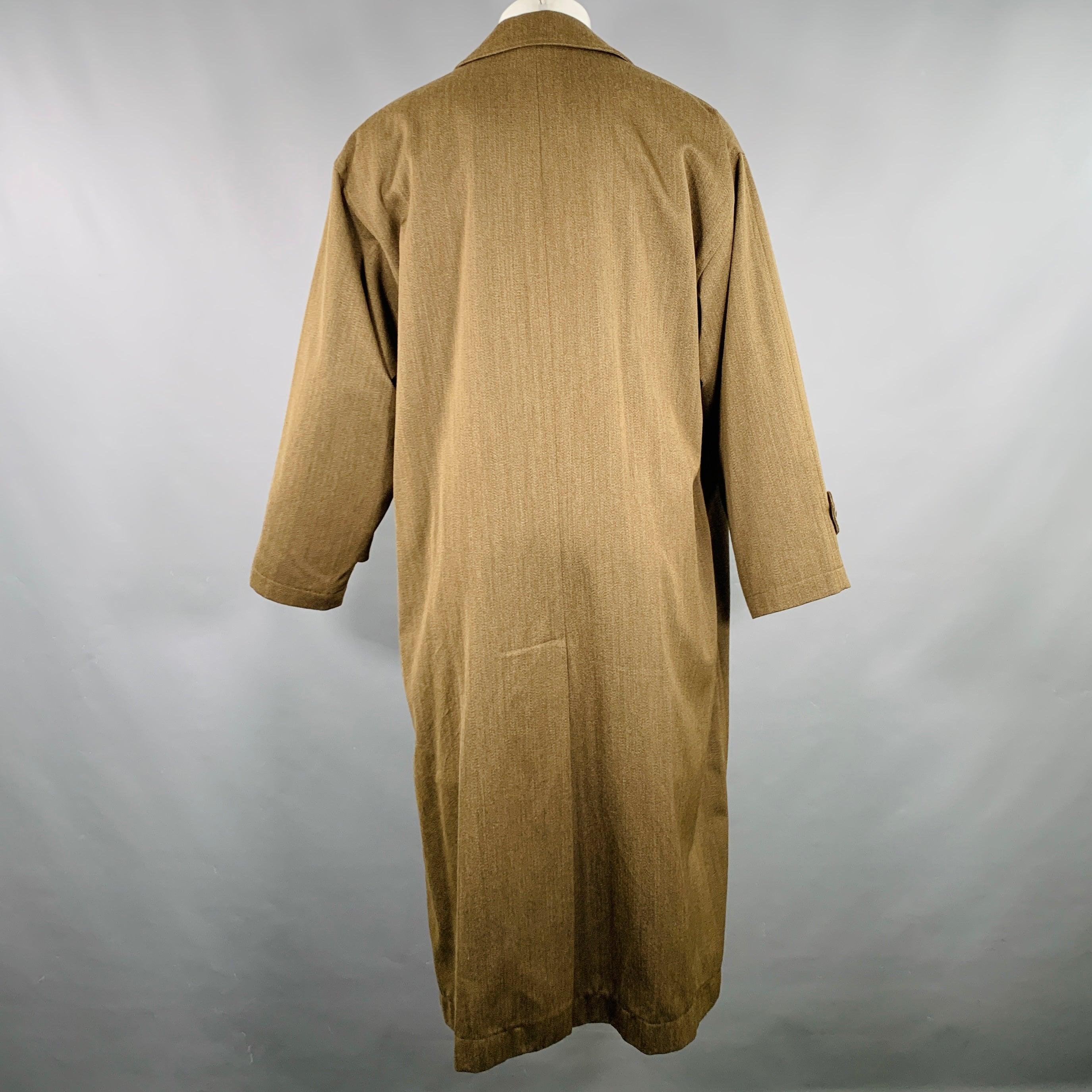 Marron LUCIANO BARBERA Manteau en laine Heather Brown à boutons cachés Taille 36 en vente
