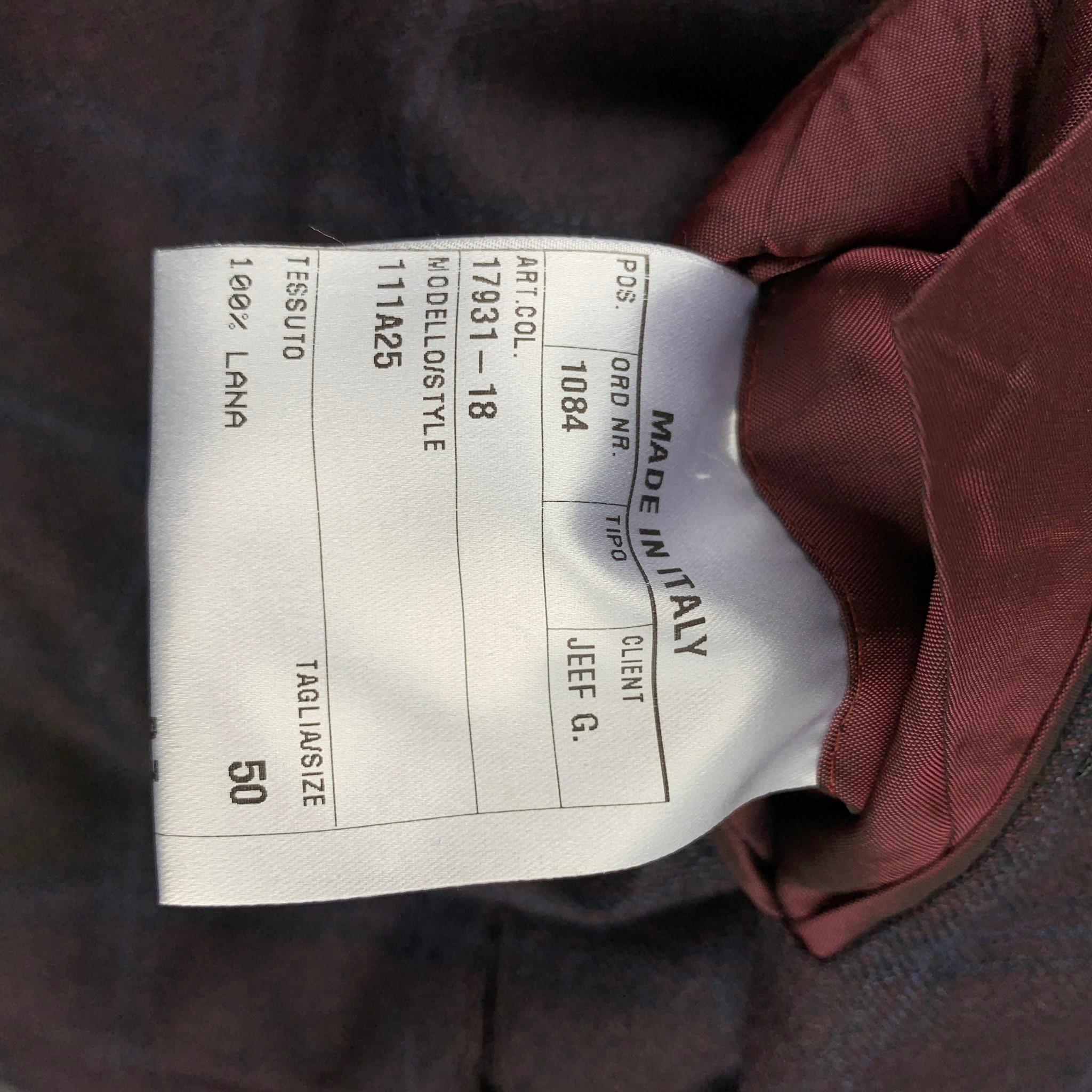 Men's LUCIANO BARBERA Size 40 Brown & Navy Window Pane Wool Custom Sport Coat