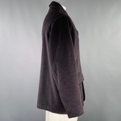 LUCIANO BARBERA Size 42 Grey Wool Blend Single Breasted Coat