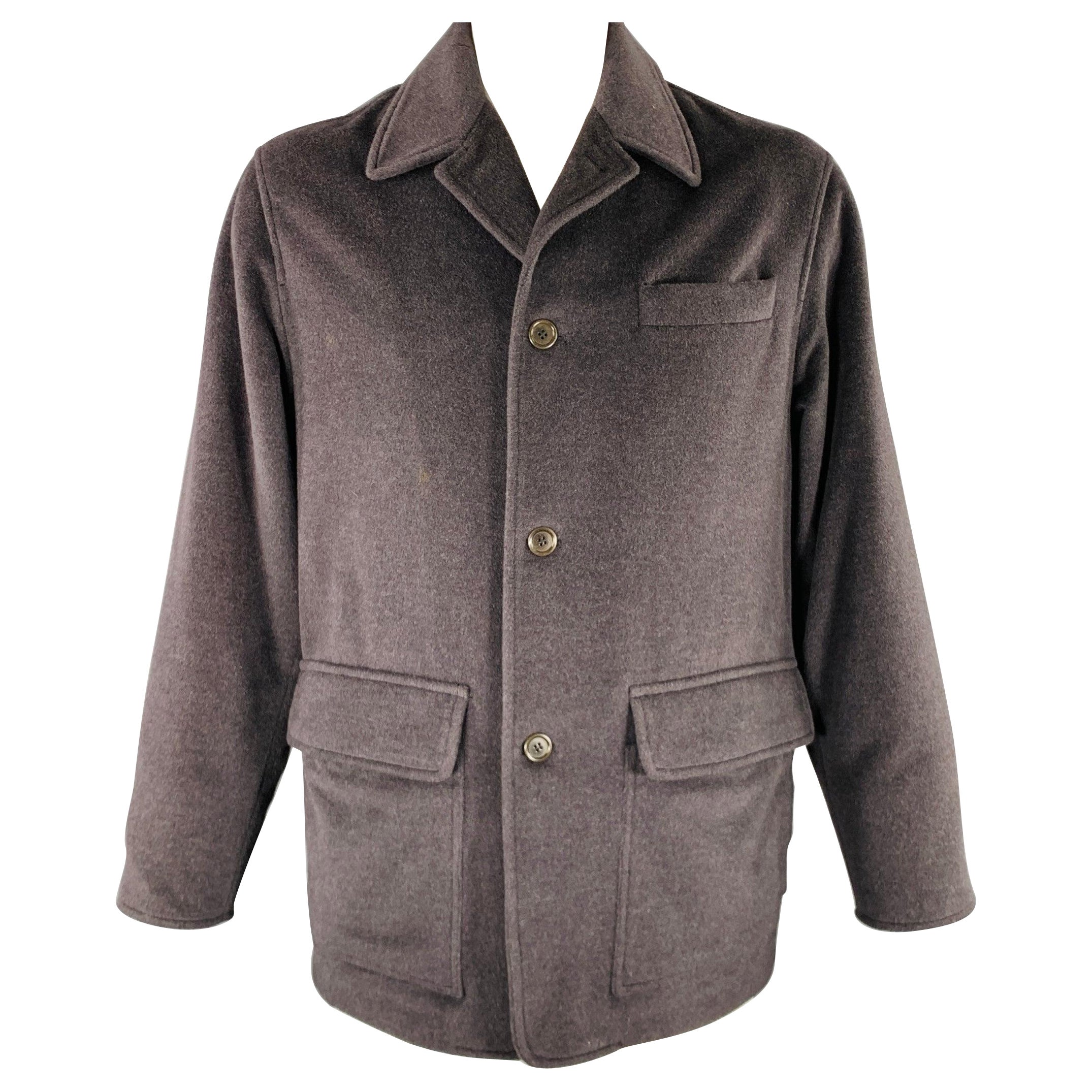 LUCIANO BARBERA Talla 42 Abrigo gris de lana de un solo pecho en venta