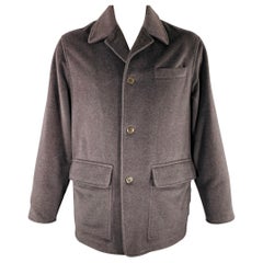 LUCIANO BARBERA Manteau croisé en laine grise Taille 42