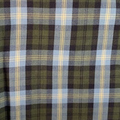 LUCIANO BARBERA Size 44 Blue Olive Plaid Cotton One Pocket Long Sleeve Shirt