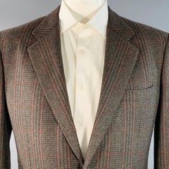 LUCIANO BARBERA Size 44 Regular Brown Red Plaid Wool Cashmere Sport Coat
