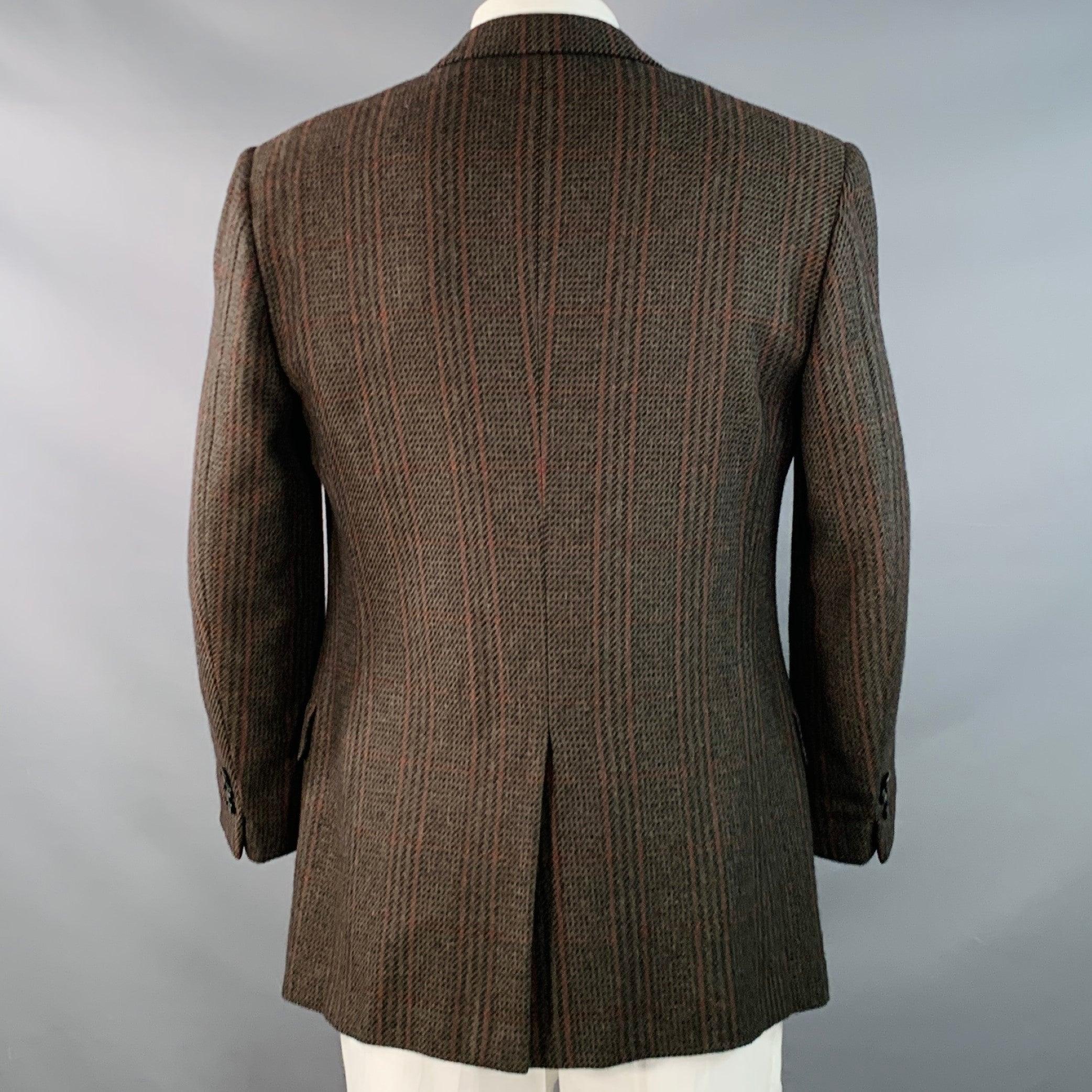 LUCIANO BARBERA Talla 44 Regular Marrón Rojo A cuadros Lana Cachemira Abrigo sport en Bueno estado para la venta en San Francisco, CA