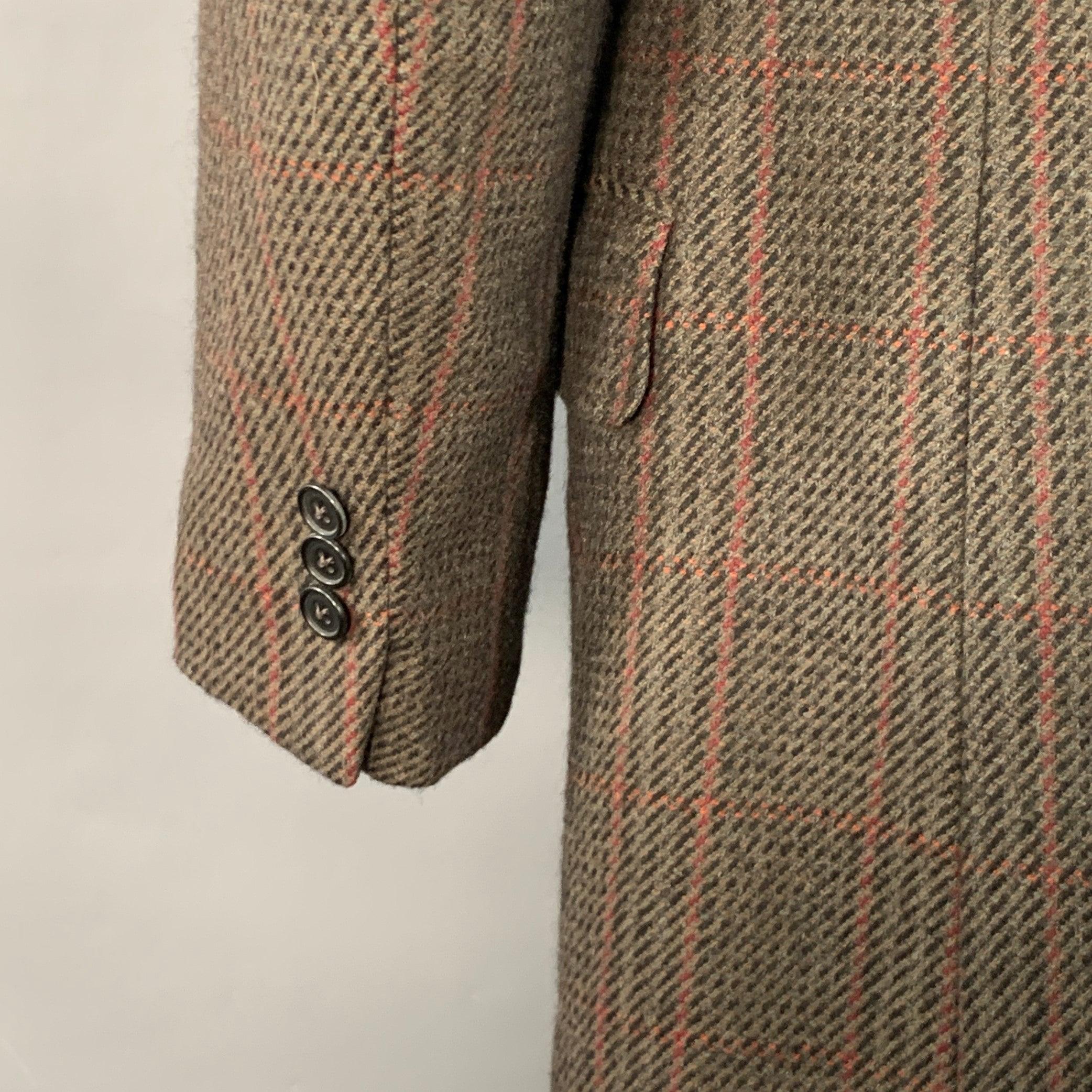 De los hombres LUCIANO BARBERA Talla 44 Regular Marrón Rojo A cuadros Lana Cachemira Abrigo sport en venta