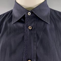 LUCIANO BARBERA Size L Navy Embroidery Long Sleeve Shirt
