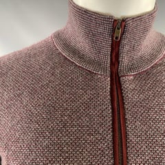 LUCIANO BARBERA Größe S Burgund Grey Heather Cashmere 1/4 Zip Pullover
