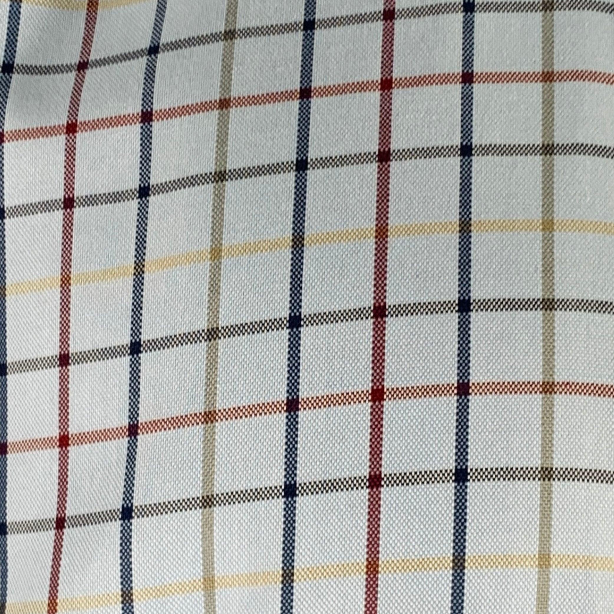 LUCIANO BARBERA
long sleeve shirt in a blue and multi-color cotton woven fabric featuring a window pane pattern, spread collar, one pocket, and button closure. Made in Italy.Very Good Pre-Owned Condition. Minor mark on back. 

Marked:   XL