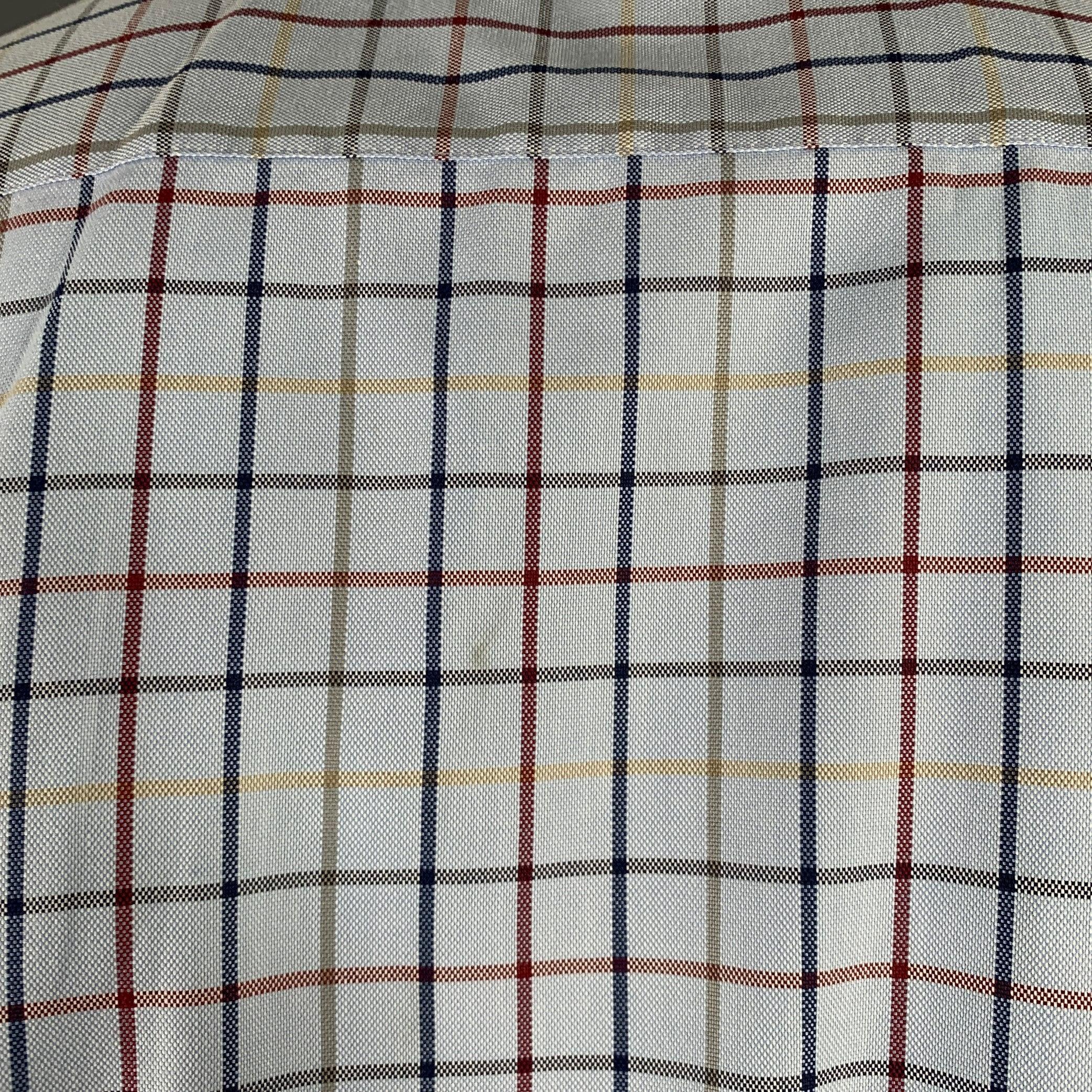 Men's LUCIANO BARBERA Size XL Blue Multi Color Window Pane Cotton Long Sleeve Shirt