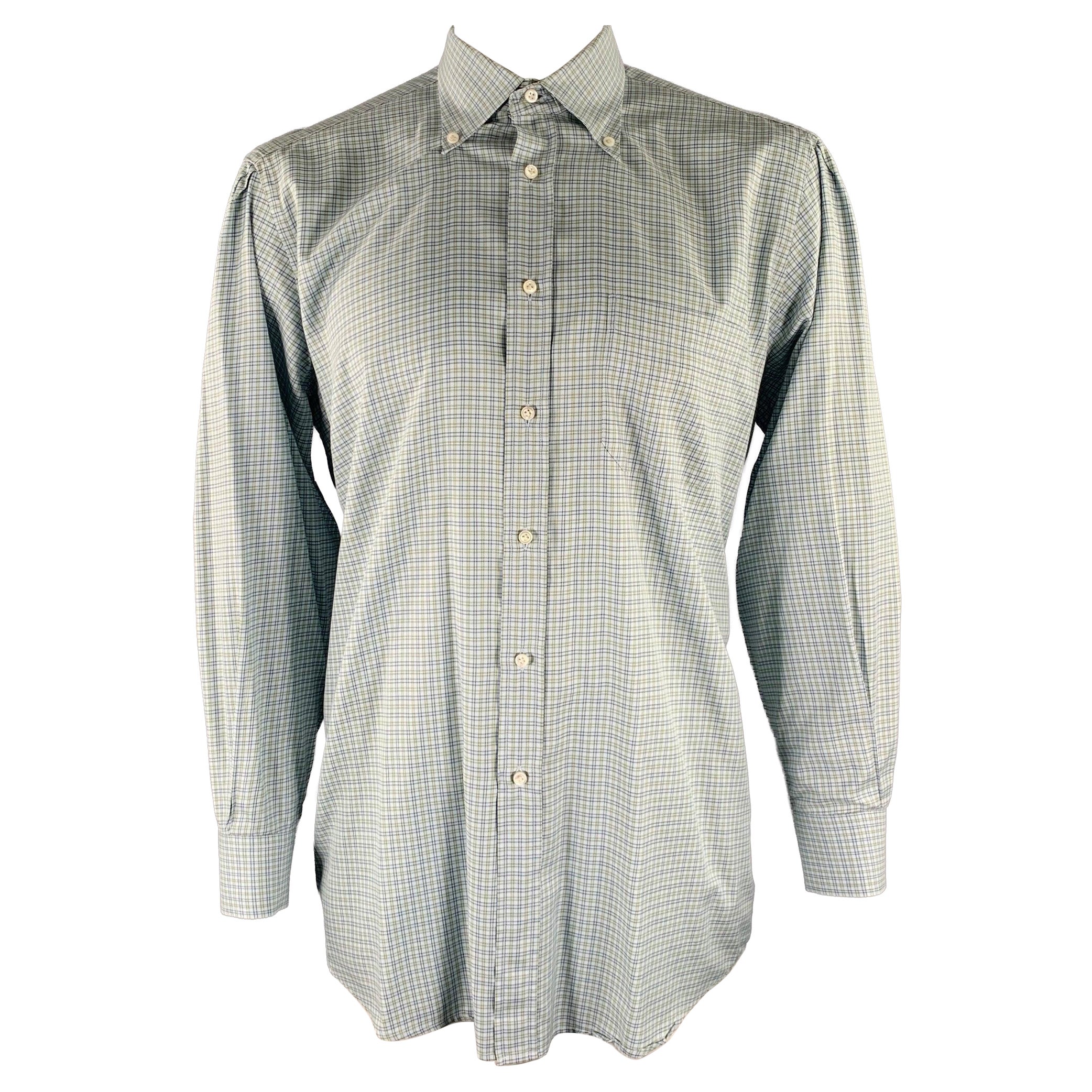 Pre-owned Luciano Barbera Size Xxl Blue Green & Yellow Gingham Cotton Long Sleeve Shirt