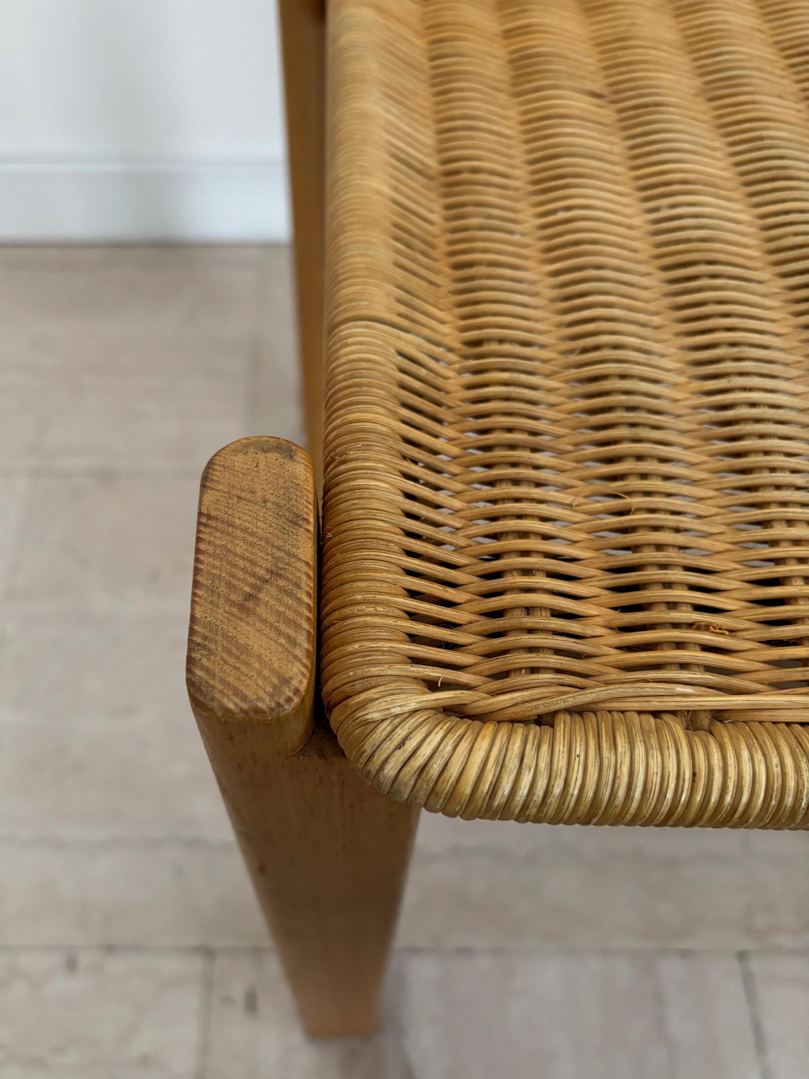 Luciano Bertoncini for Bellato Italian Oak Wicker Dining Chairs 1970 en vente 12