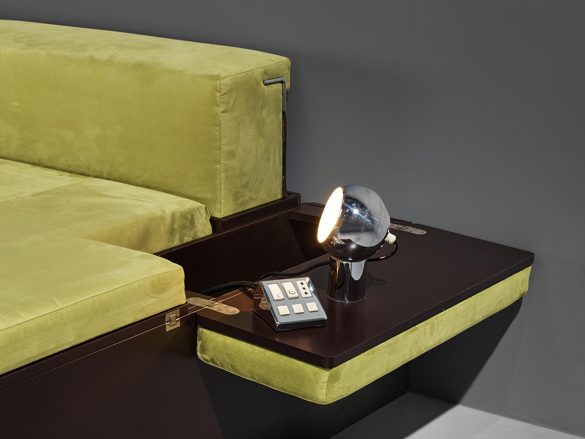 Metal Luciano Bertoncini for Cjfra 'Zattera' Bed in Alcantara and Lacquered Wood  For Sale
