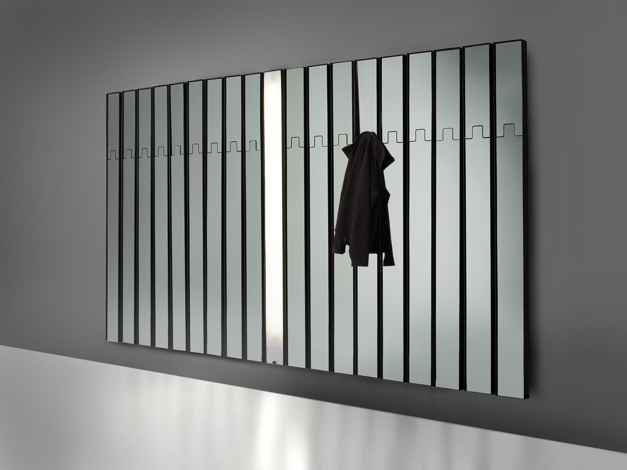 Post-Modern Luciano Bertoncini 'Gronda' Mirror Coat Rack of Eighteen Wall Elements, 1970