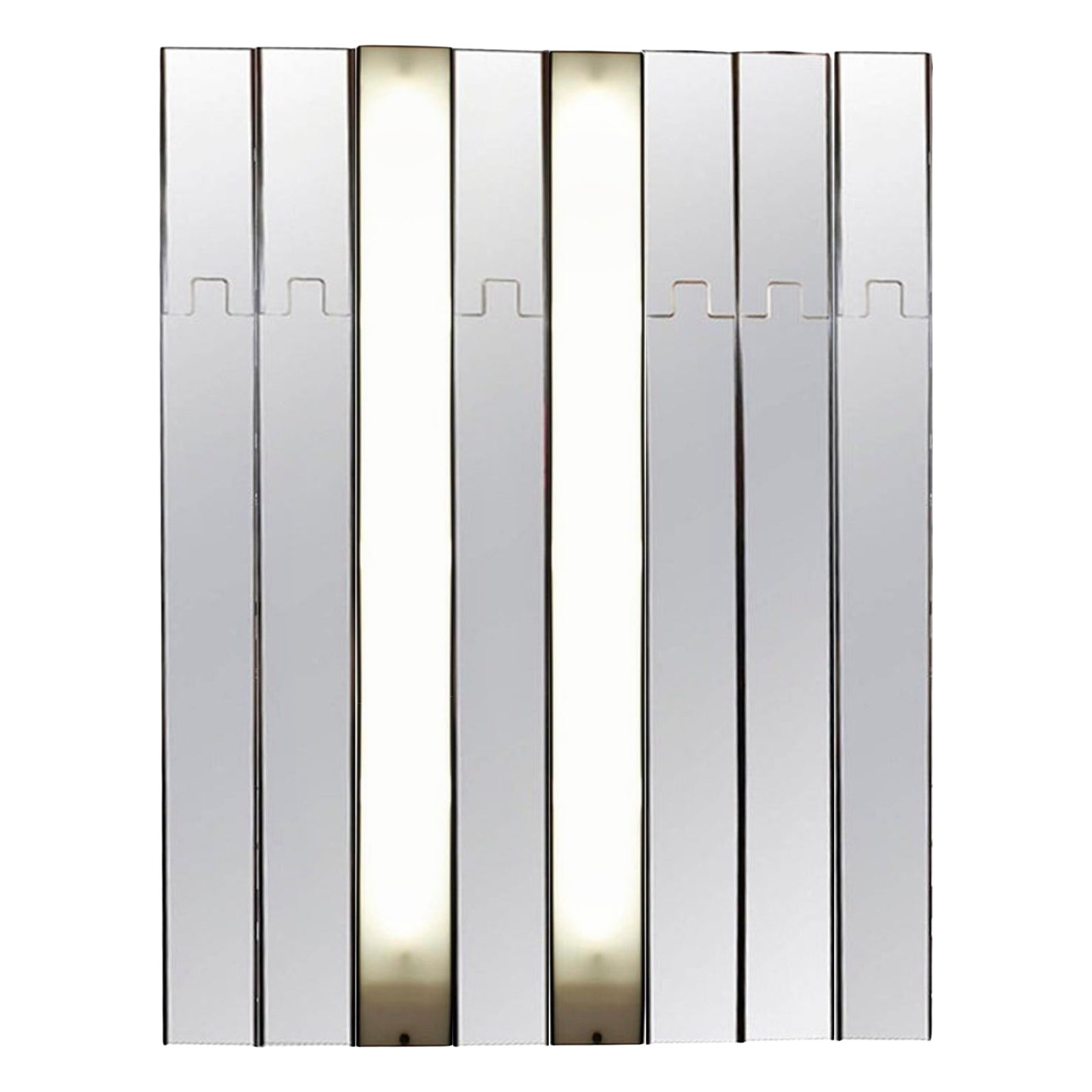Luciano Bertoncini "Gronda" Modular Vertical Italian Mirror & Wall Light, 1970s
