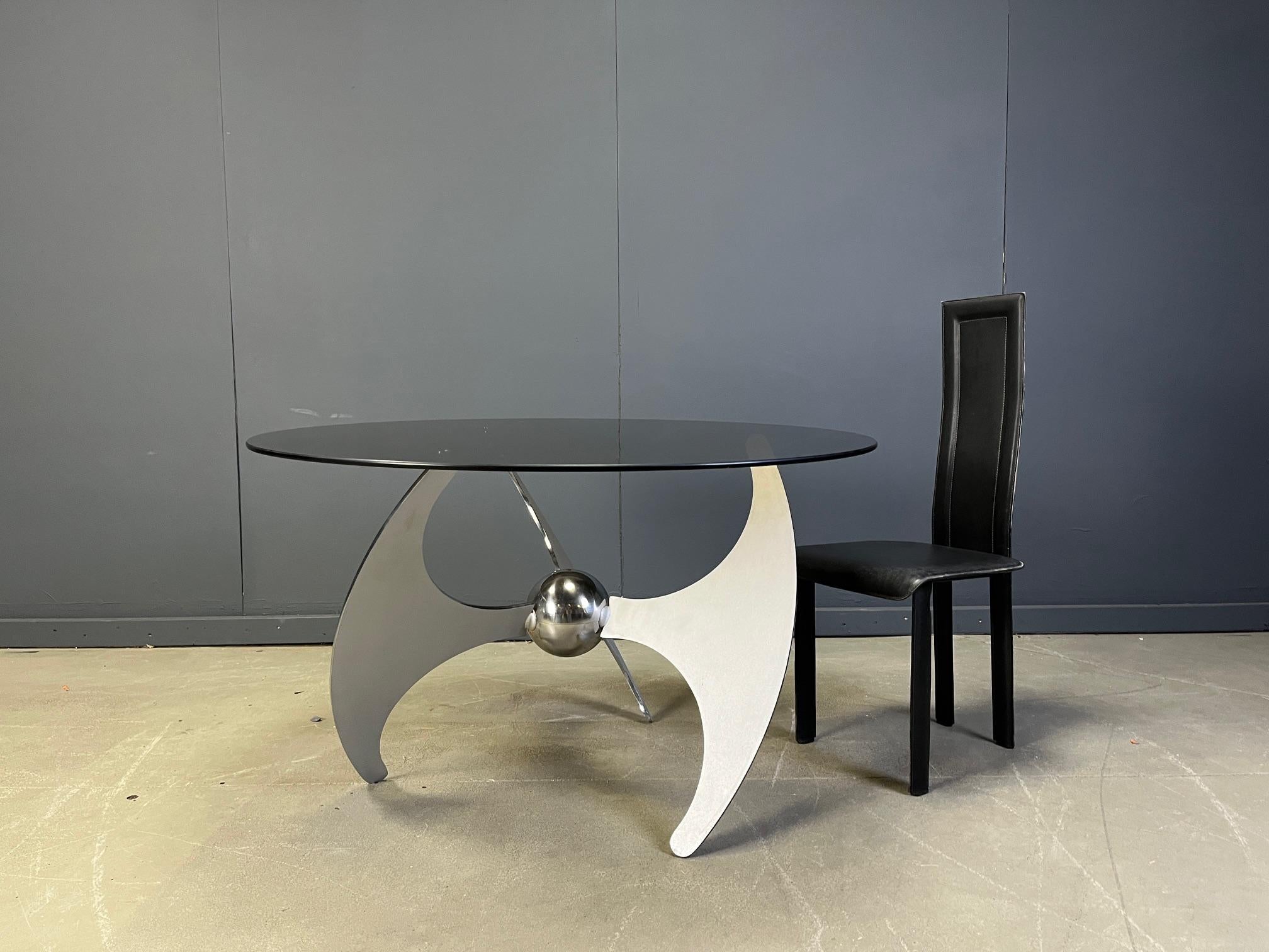 Late 20th Century Luciano Campanini “Helix” adjustable dining or coffee table, 1970s For Sale