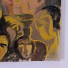 Luciano De Vita, 1975. Olio su tela espressionista con figure, firmato