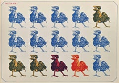 Rooster-soldiers - Lithograph realized by Luciano De Vita - 1950s