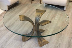 Luciano Frigerio 1928-1999 Brutalistischer runder Couchtisch aus Bronze um 1975