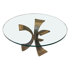 Luciano Frigerio 1928-1999 Brutalist Bronze Round Coffee Table circa 1975
