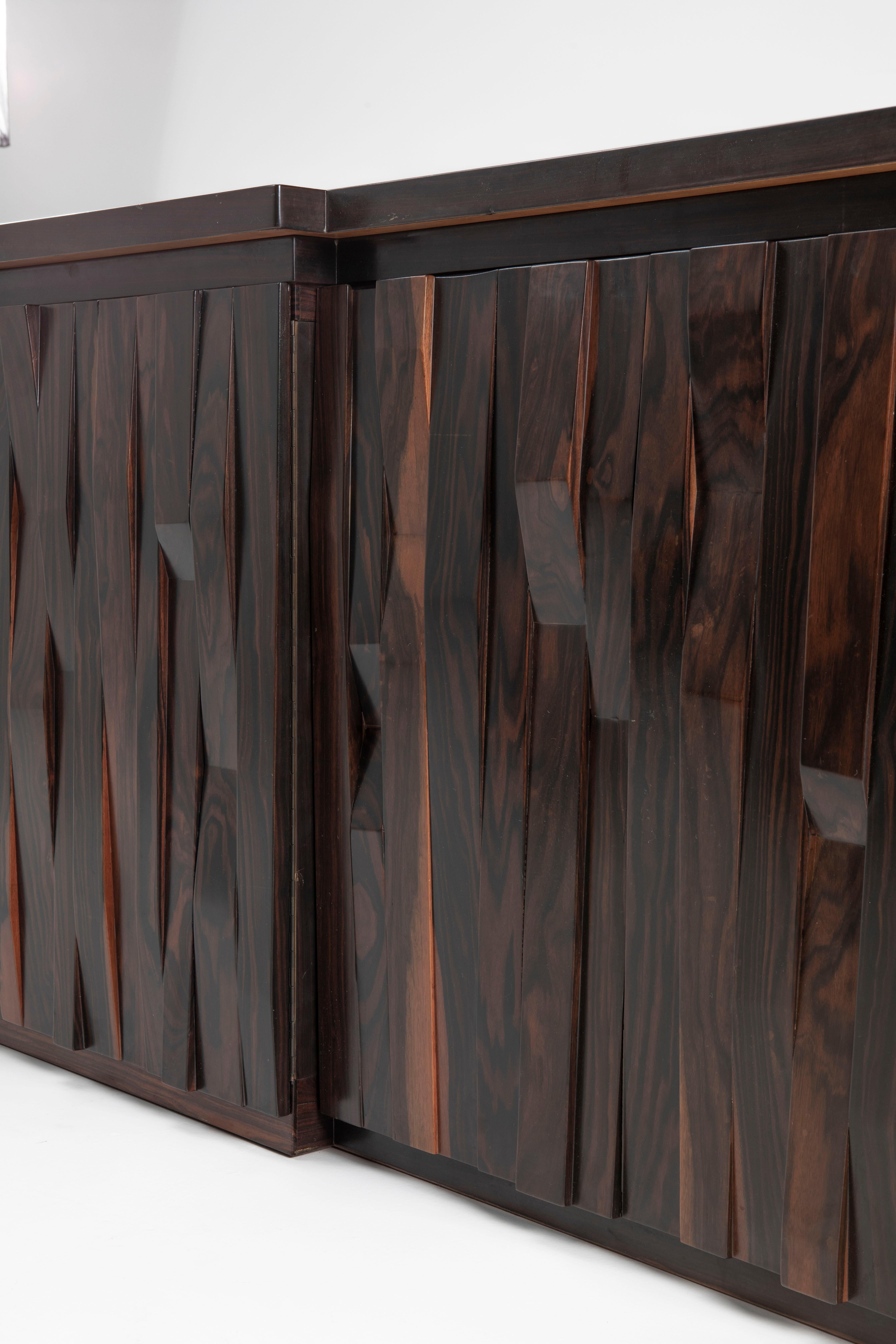 Late 20th Century Luciano Frigerio Barium wood sculptural sideboard  - Italian Design 1970  For Sale