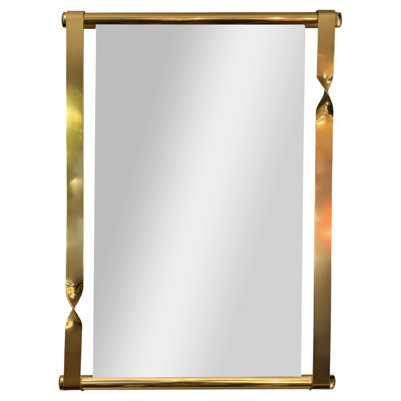 Luciano Frigerio Brass Twist Mirror 1970s