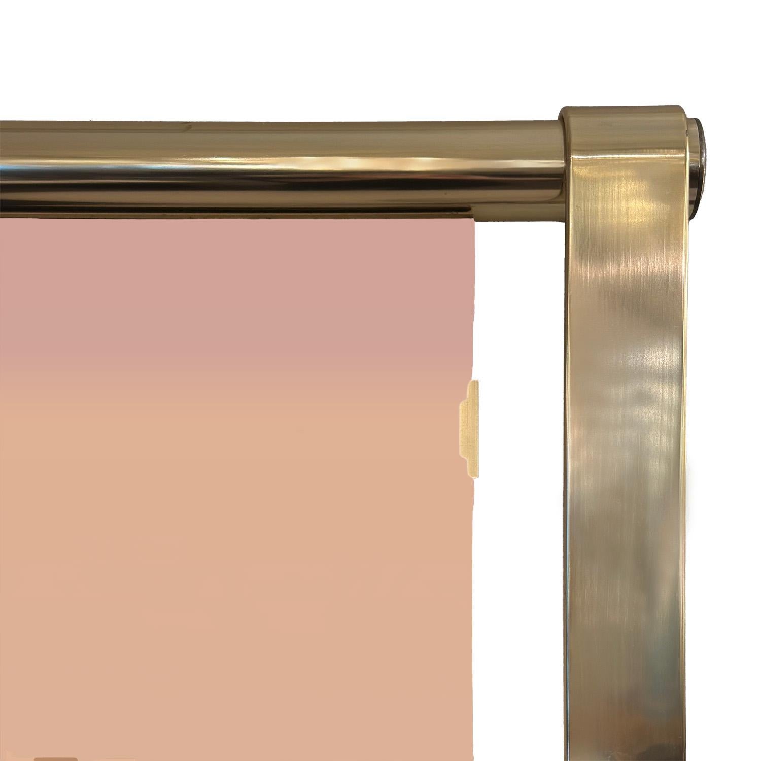 Modern Luciano Frigerio Brass Twist Mirror with Copper Tint 1970s For Sale